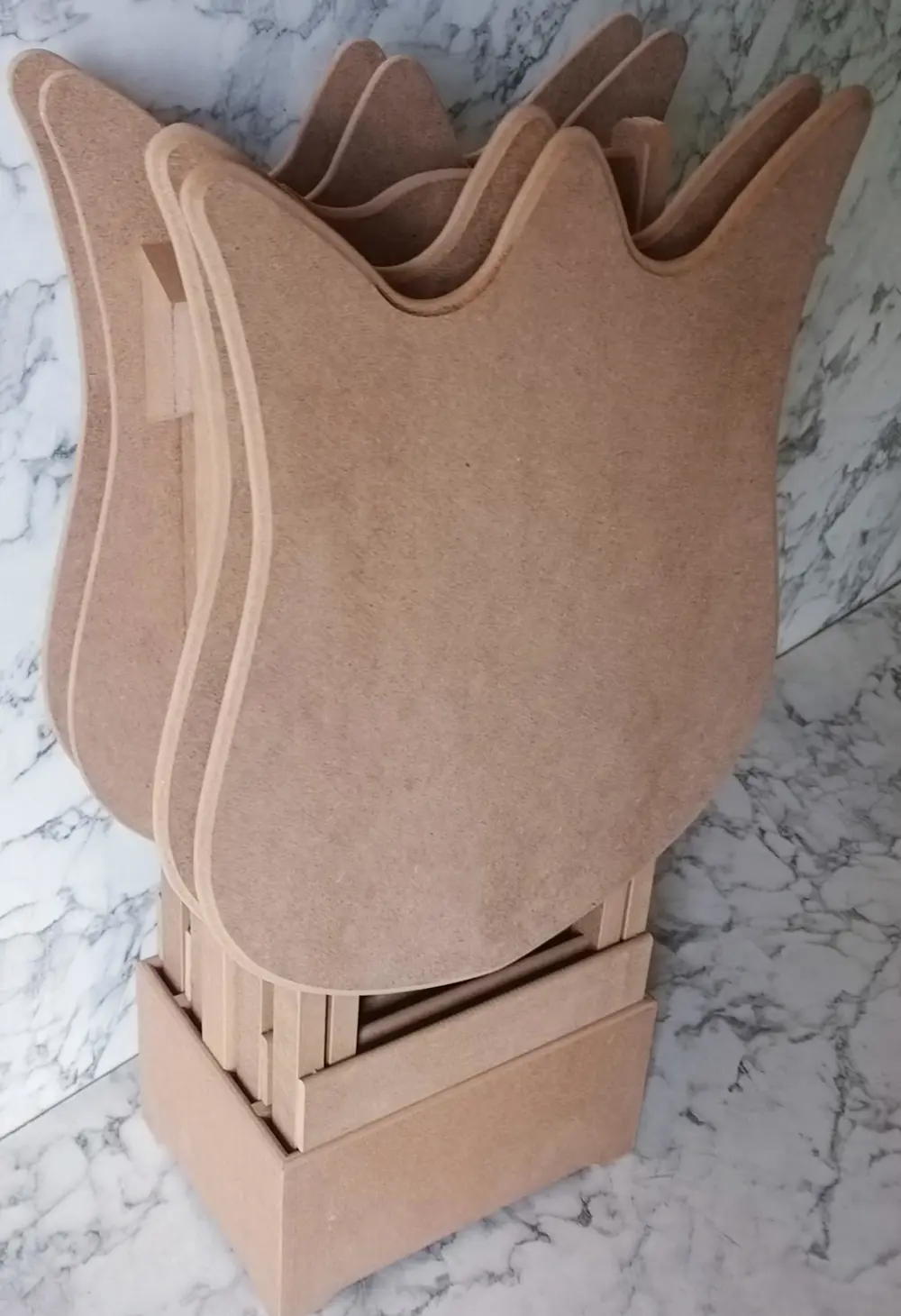 Zigon Çanta 90225 kalpli Sehpa Dörtlü HAM Model Ahşap MDF HAM CNC