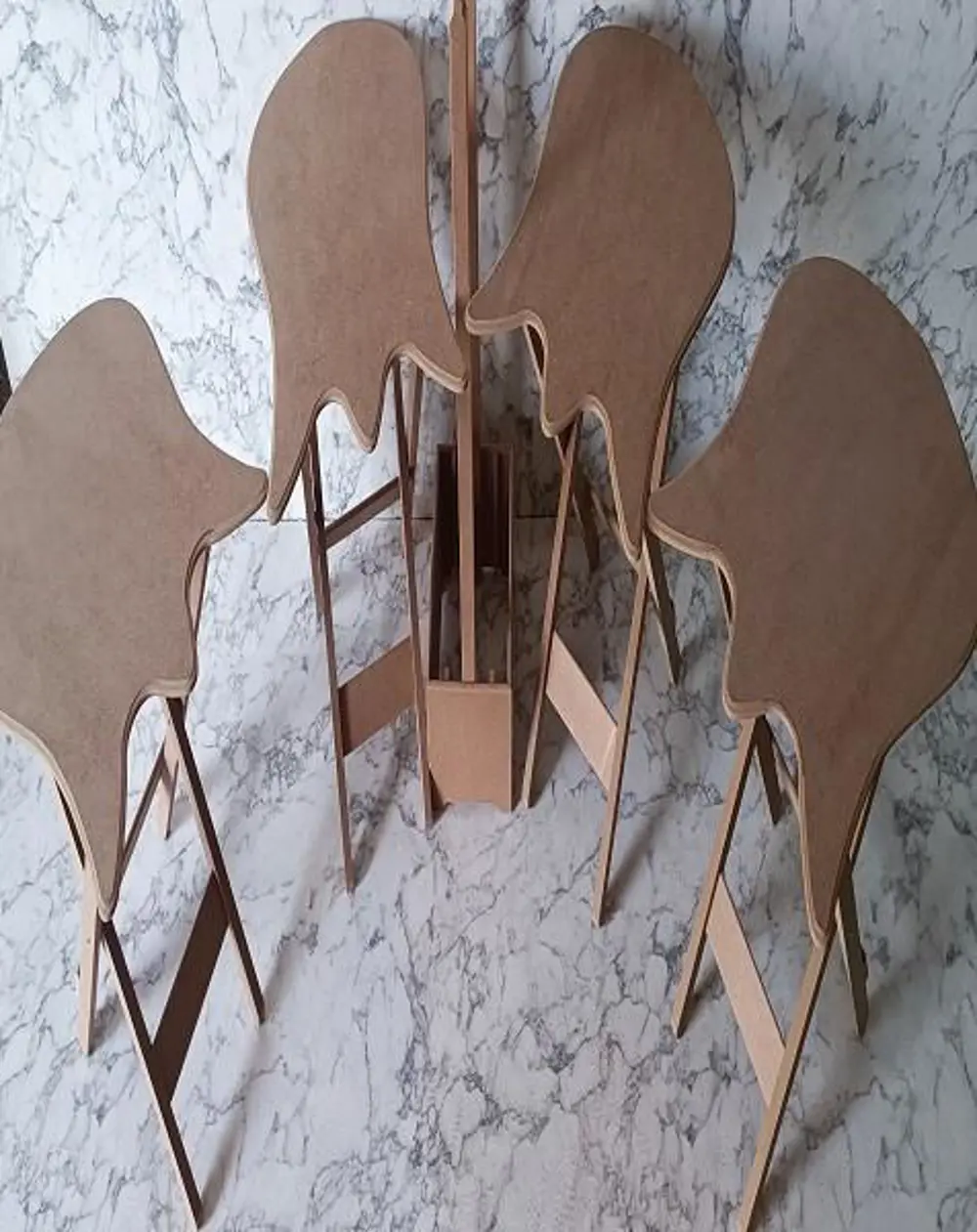 Zigon Çanta 90225 kalpli Sehpa Dörtlü HAM Model Ahşap MDF HAM CNC