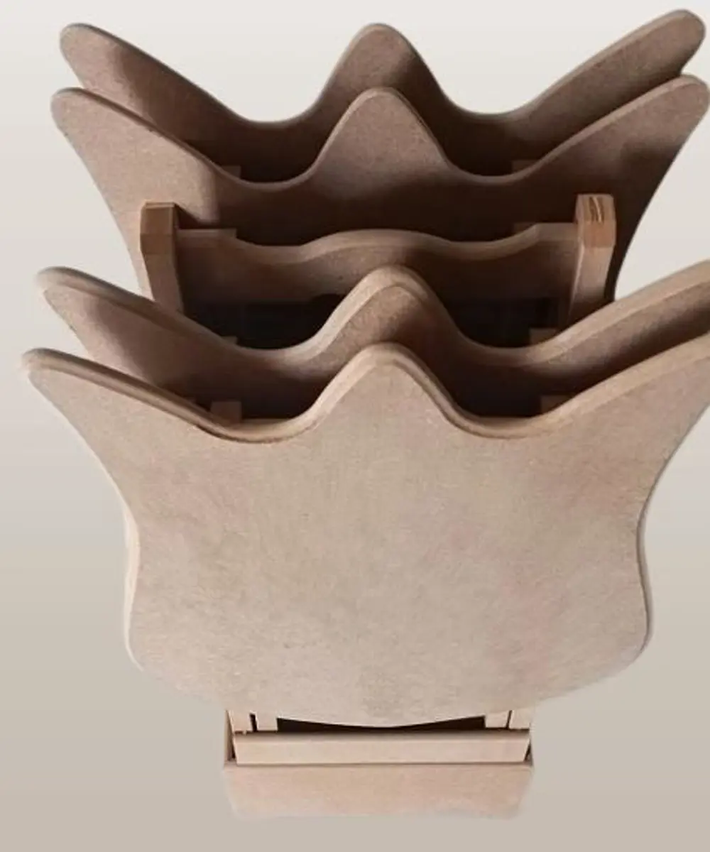 Zigon Çanta 90225 kalpli Sehpa Dörtlü HAM Model Ahşap MDF HAM CNC