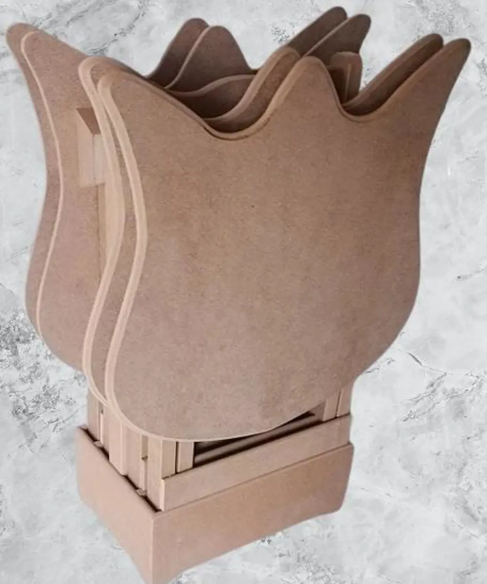 Zigon Çanta 90225 kalpli Sehpa Dörtlü HAM Model Ahşap MDF HAM CNC