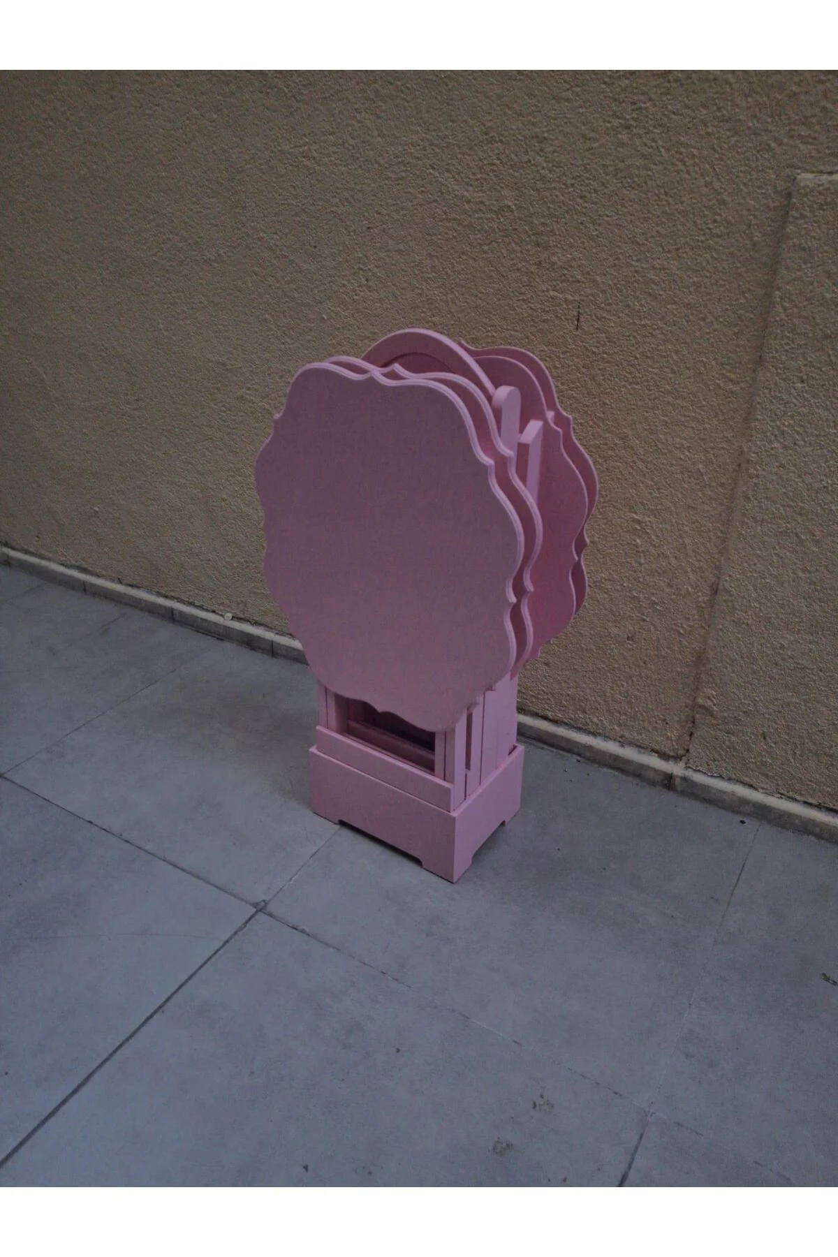 Zigon Çanta 90541 Yonca Takım Dörtlü Model Ahşap MDF Parlak Pembe Renk El Yapım - Görsel 6