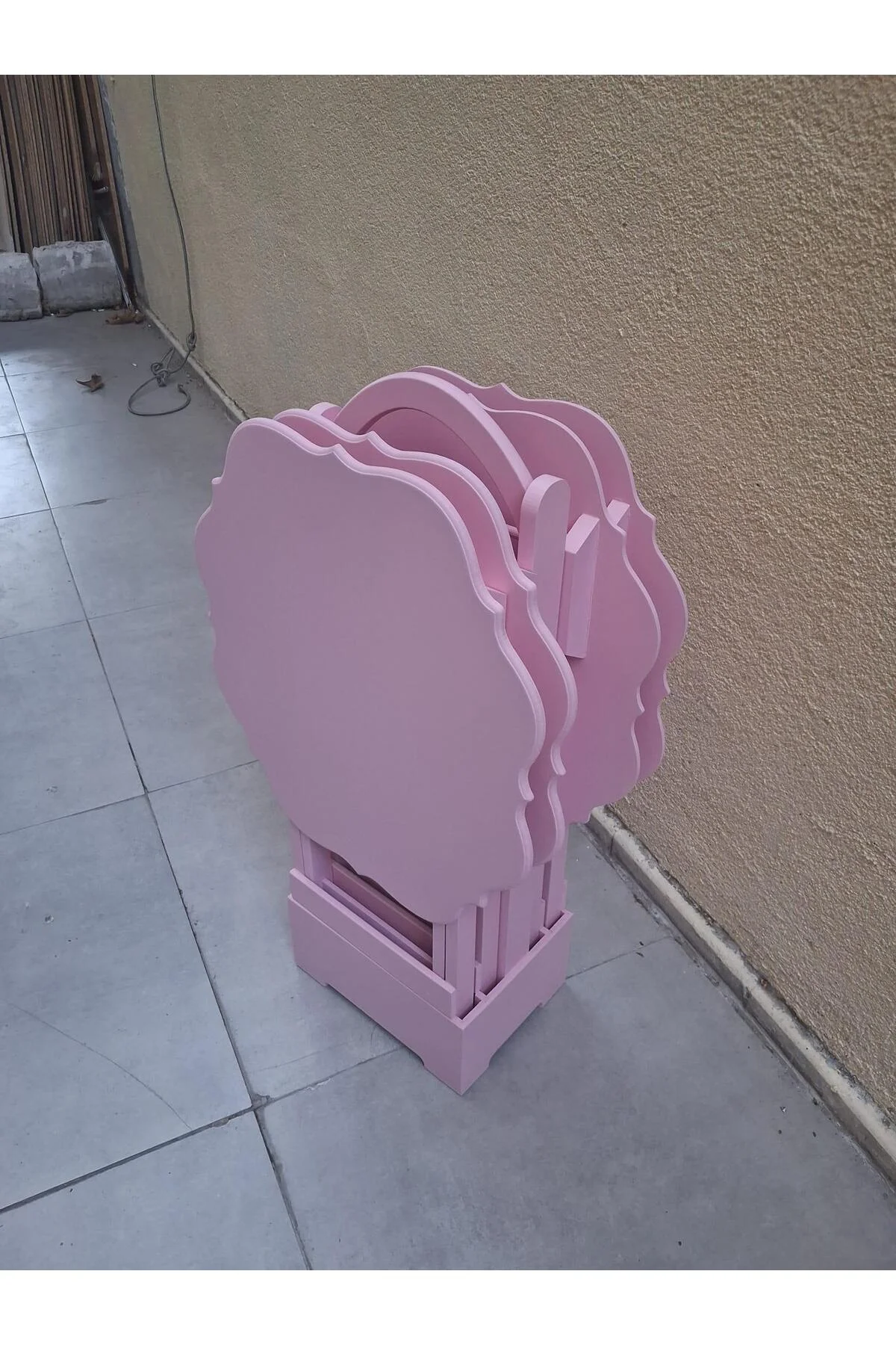 Zigon Çanta 90541 Yonca Takım Dörtlü Model Ahşap MDF Parlak Pembe Renk El Yapım - Görsel 3