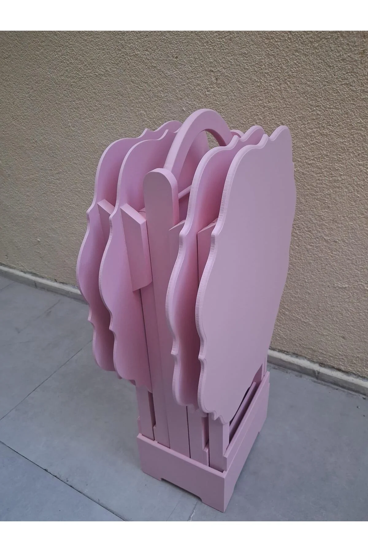 Zigon Çanta 90541 Yonca Takım Dörtlü Model Ahşap MDF Parlak Pembe Renk El Yapım - Görsel 5