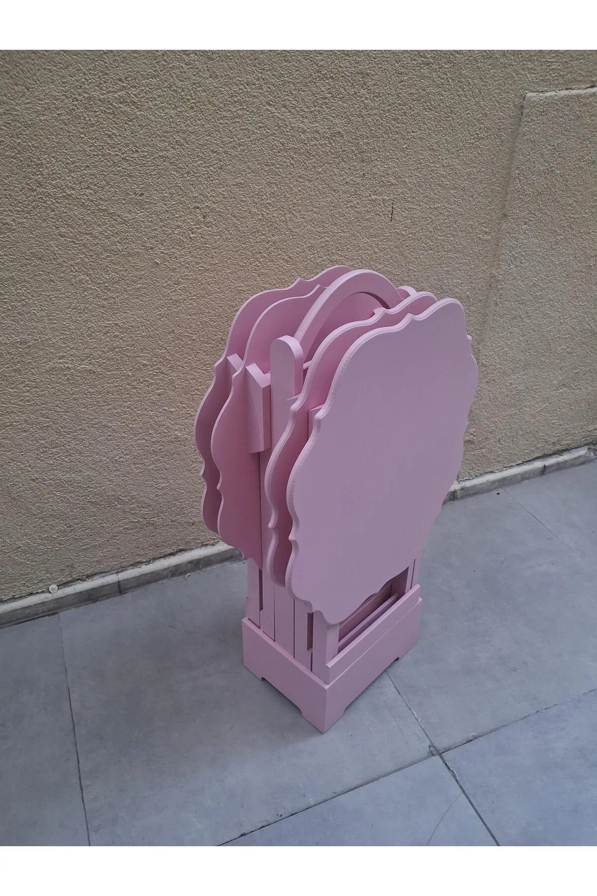 Zigon Çanta 90541 Yonca Takım Dörtlü Model Ahşap MDF Parlak Pembe Renk El Yapım - Görsel 4