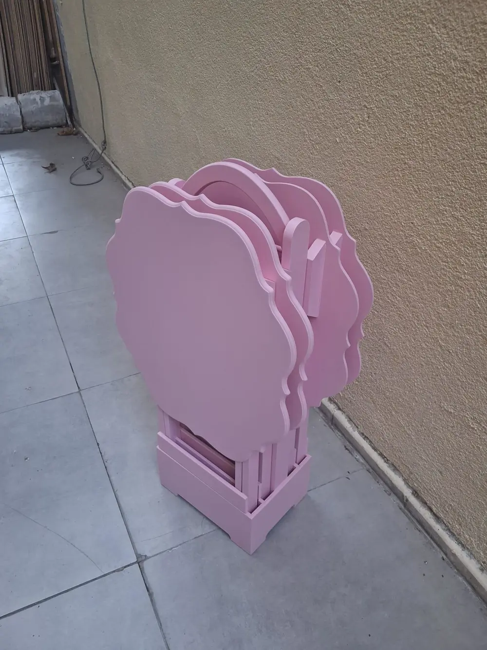 Zigon Çanta 90541 Yonca Takım Dörtlü Model Ahşap MDF Parlak Pembe