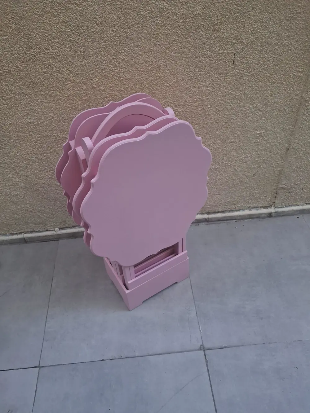 Zigon Çanta 90541 Yonca Takım Dörtlü Model Ahşap MDF Parlak Pembe