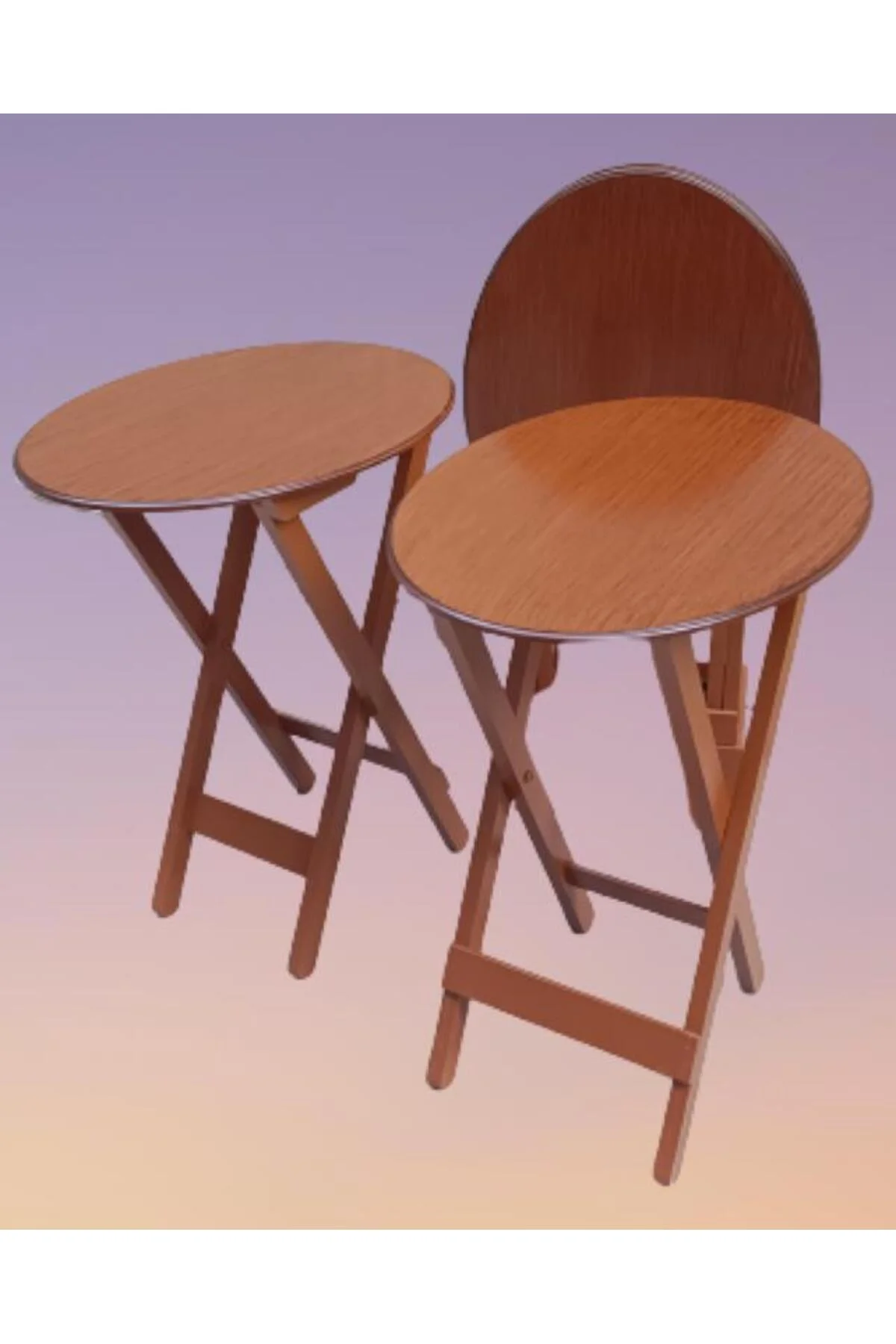 Zigon Çanta OVAL 90135 Dörtlü Model Ahşap MDF Parlak Ceviz Lake El Yapımı - Görsel 3