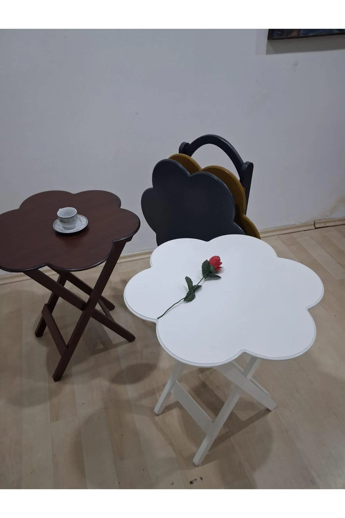 Zigon Çanta Papatya 90650 Dörtlü Model Ahşap MDF Parlak 4 Renk Uyumu El Yapım - Görsel 3
