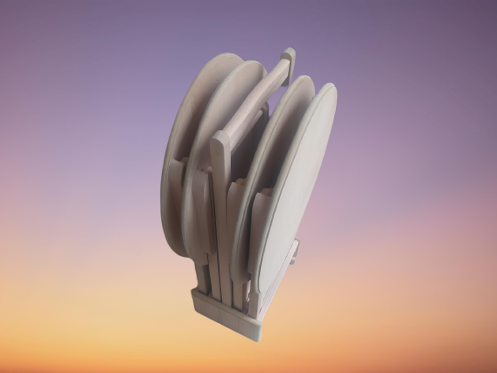 Zigon Çanta Sehpa 18206 Oval BEYAZ ahşap MDF İnce Torna ayak ve g