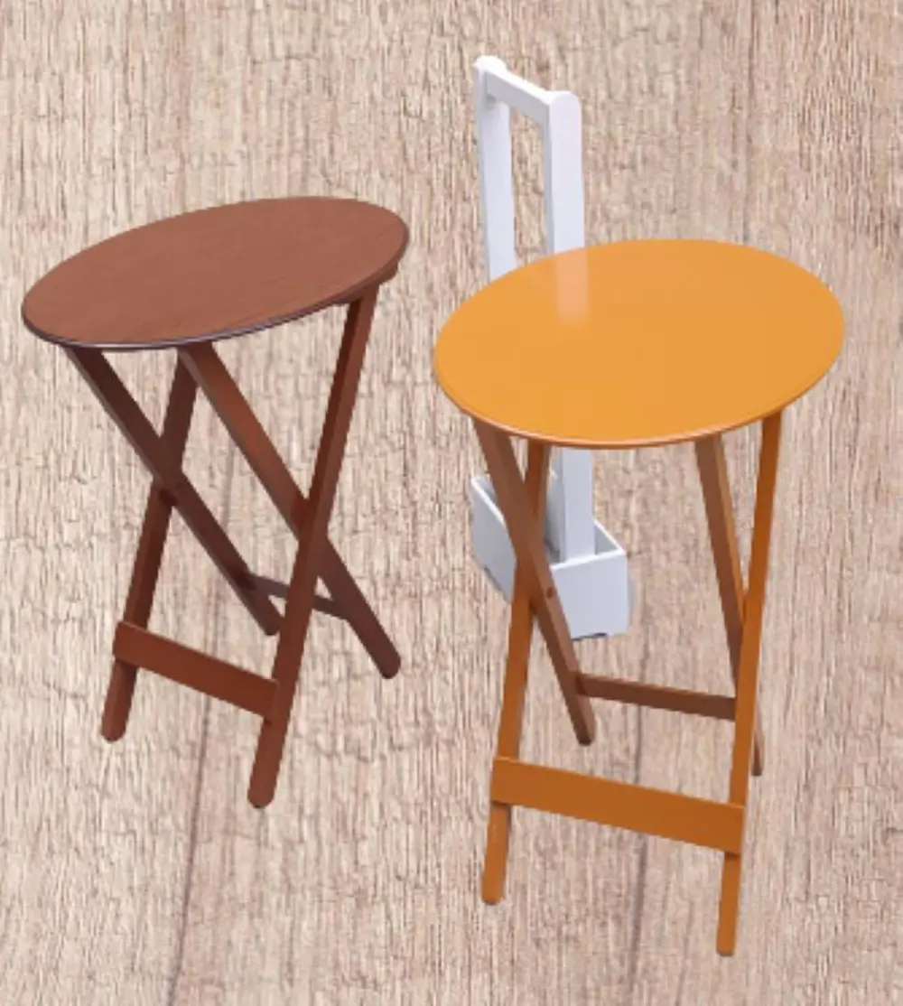 Zigon Çanta Sehpa 90118 Oval Model 2li Takım Mdf Hardal-Ceviz Ren