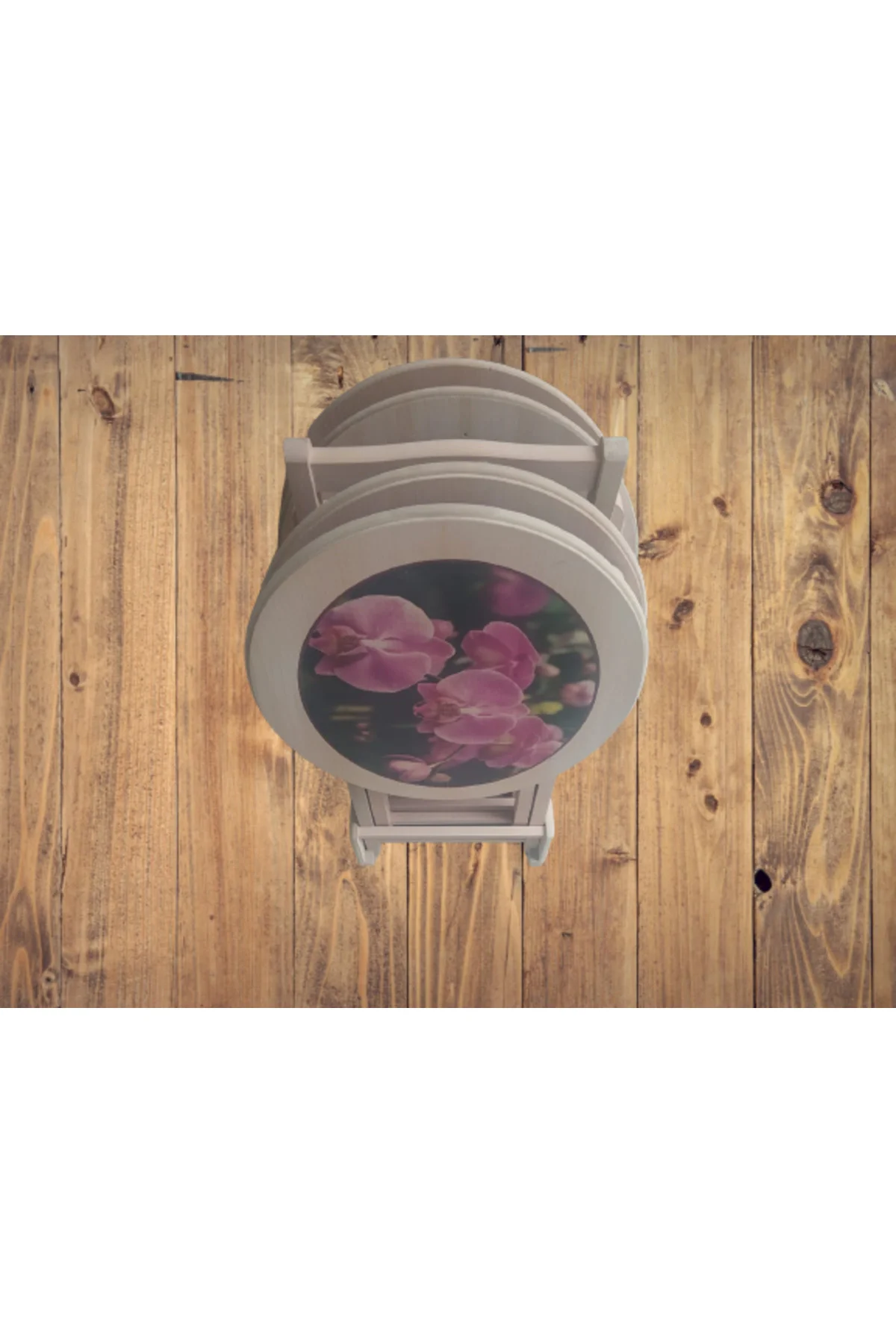 Zigon Çanta st 18163 Sehpa Çiçek Resimli MOTİF MODEL HAM boyasız Natüre Kayın - Görsel 4