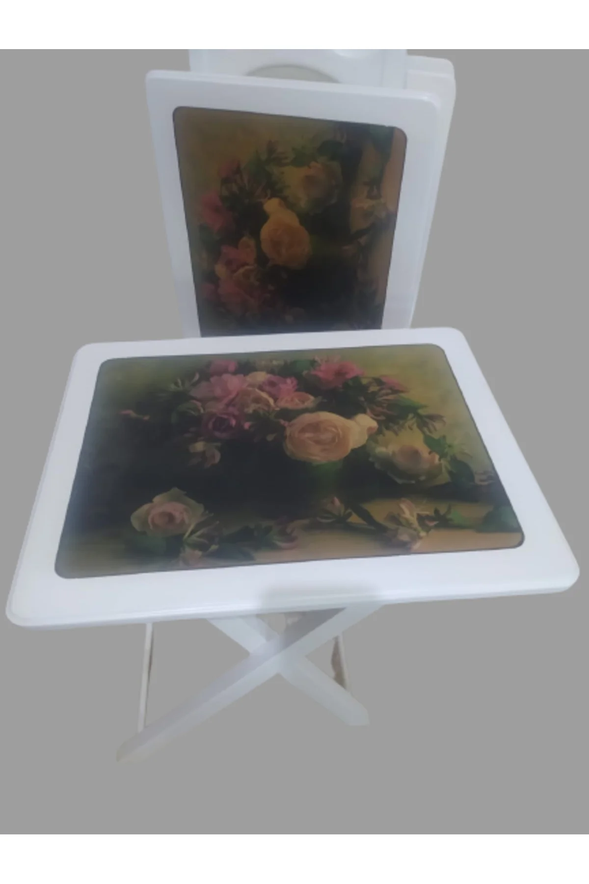 Zigon Çanta st 18502 Resimli Model Beyaz Dikdörtgen Beyaz Çiçek motifli El yapım - Görsel 4