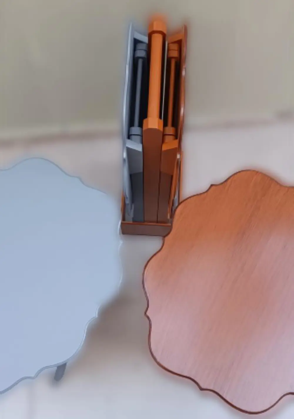 Zigon Çanta ST 90089 Sehpa Yonca Model Ahşap MDF Ceviz-Gri Renk U