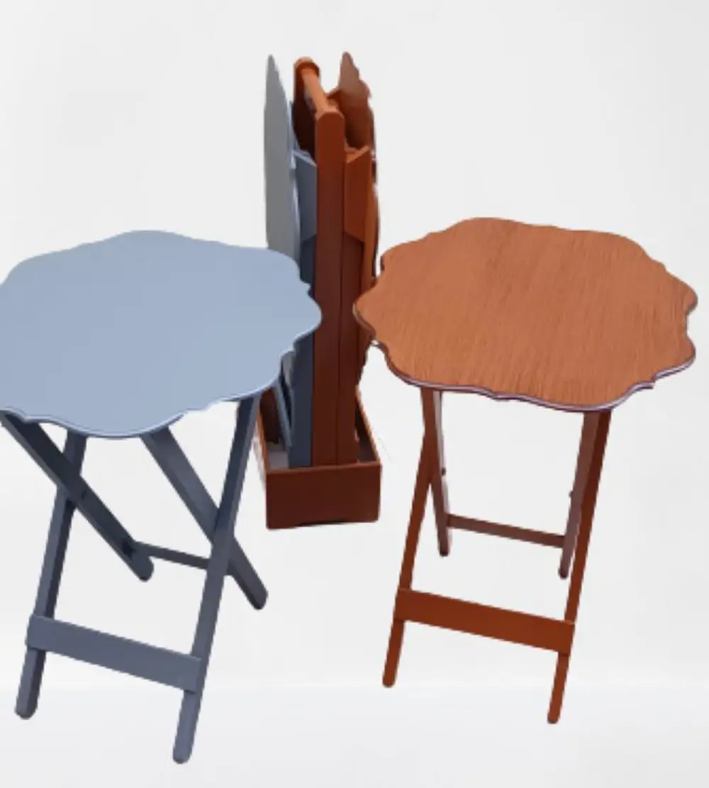 Zigon Çanta ST 90089 Sehpa Yonca Model Ahşap MDF Ceviz-Gri Renk U