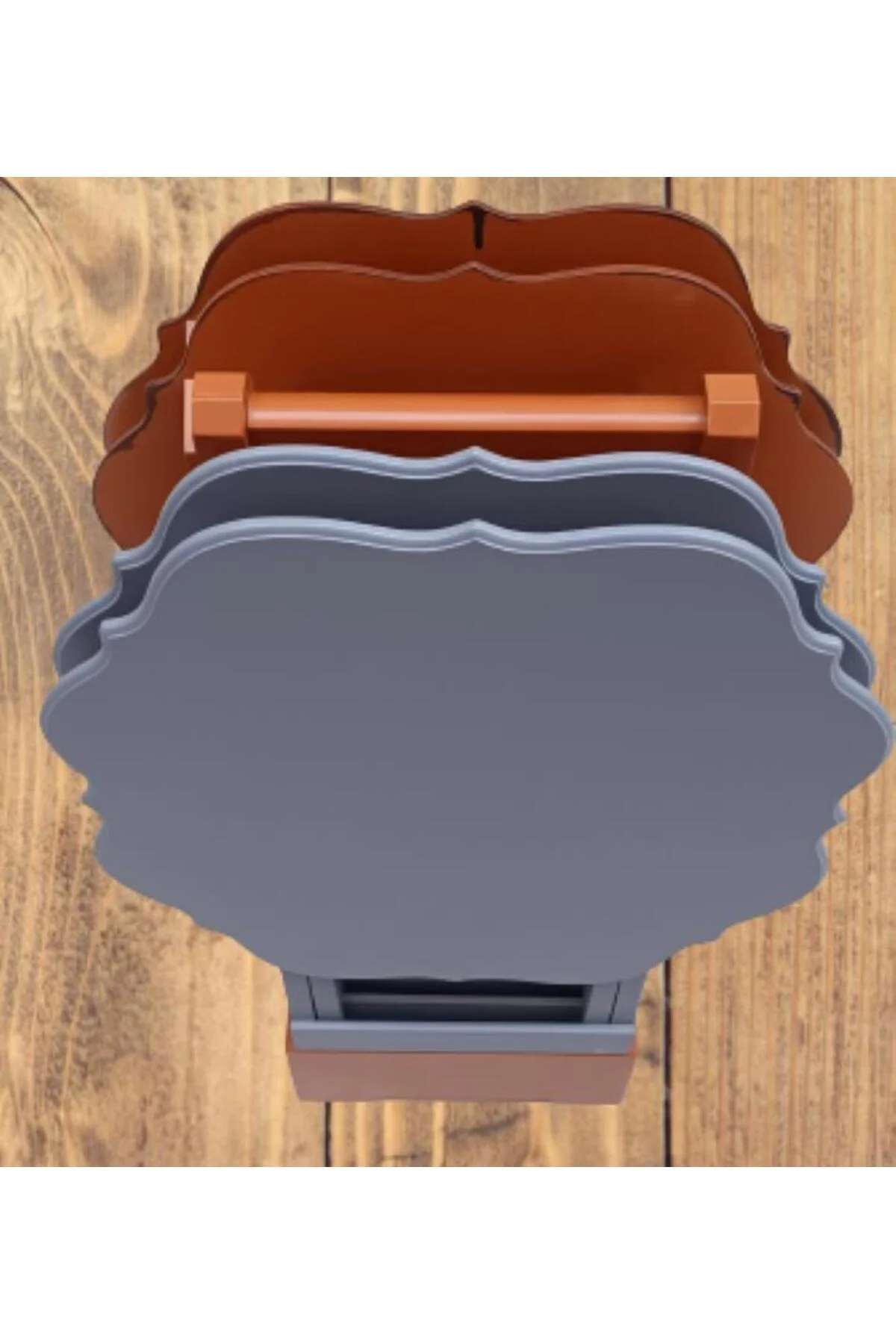 Zigon Çanta ST 90089 Sehpa Yonca Model Ahşap MDF Ceviz-Gri Renk Uyum El Yapım - Görsel 8
