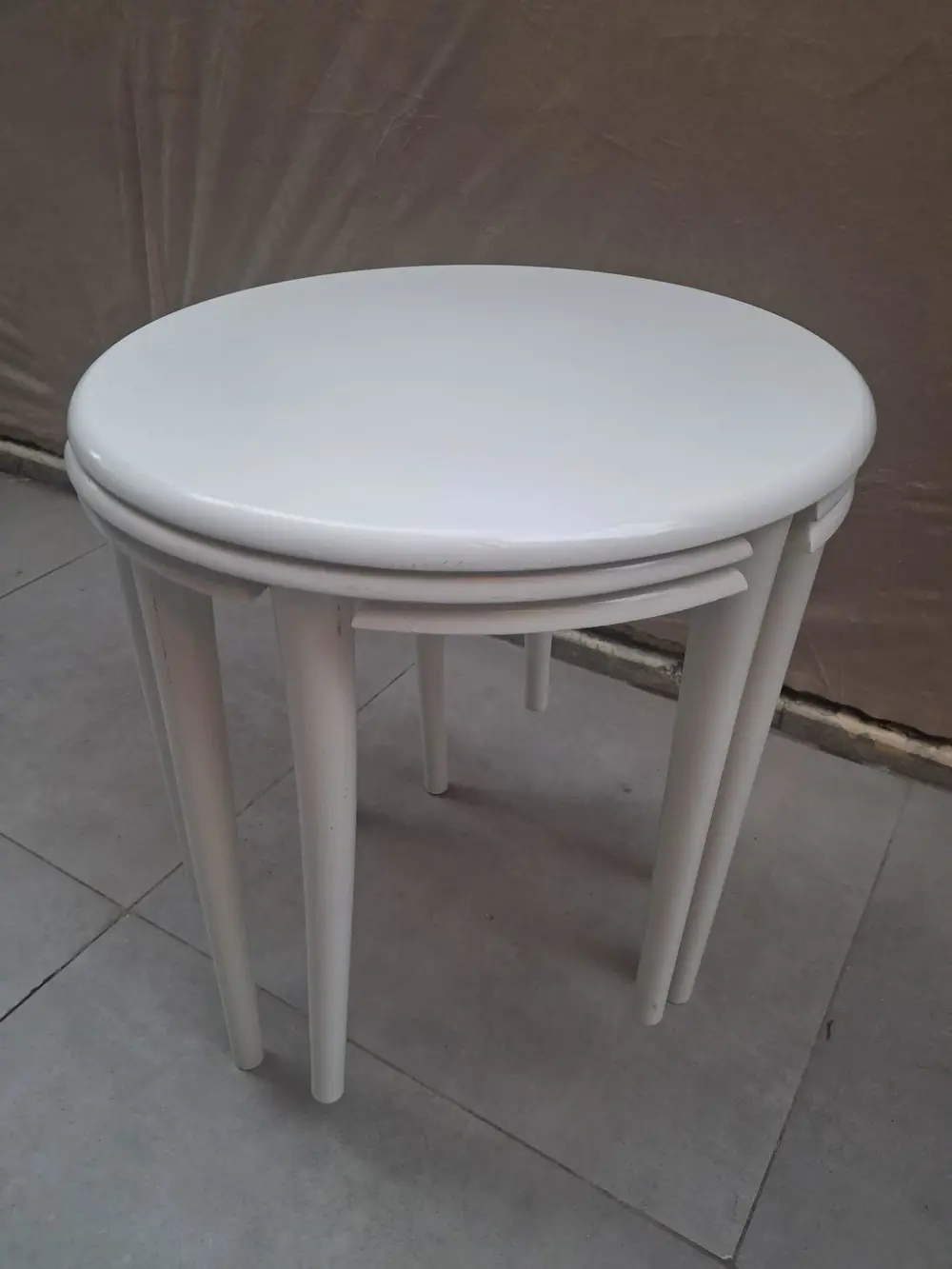 Zigon Dümen Sehpa 90607 Yuvarlak Model Kayın Torna Parlak Beyaz B