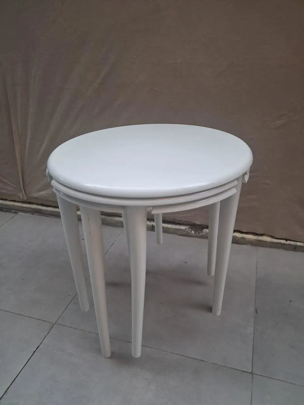 Zigon Dümen Sehpa 90607 Yuvarlak Model Kayın Torna Parlak Beyaz B