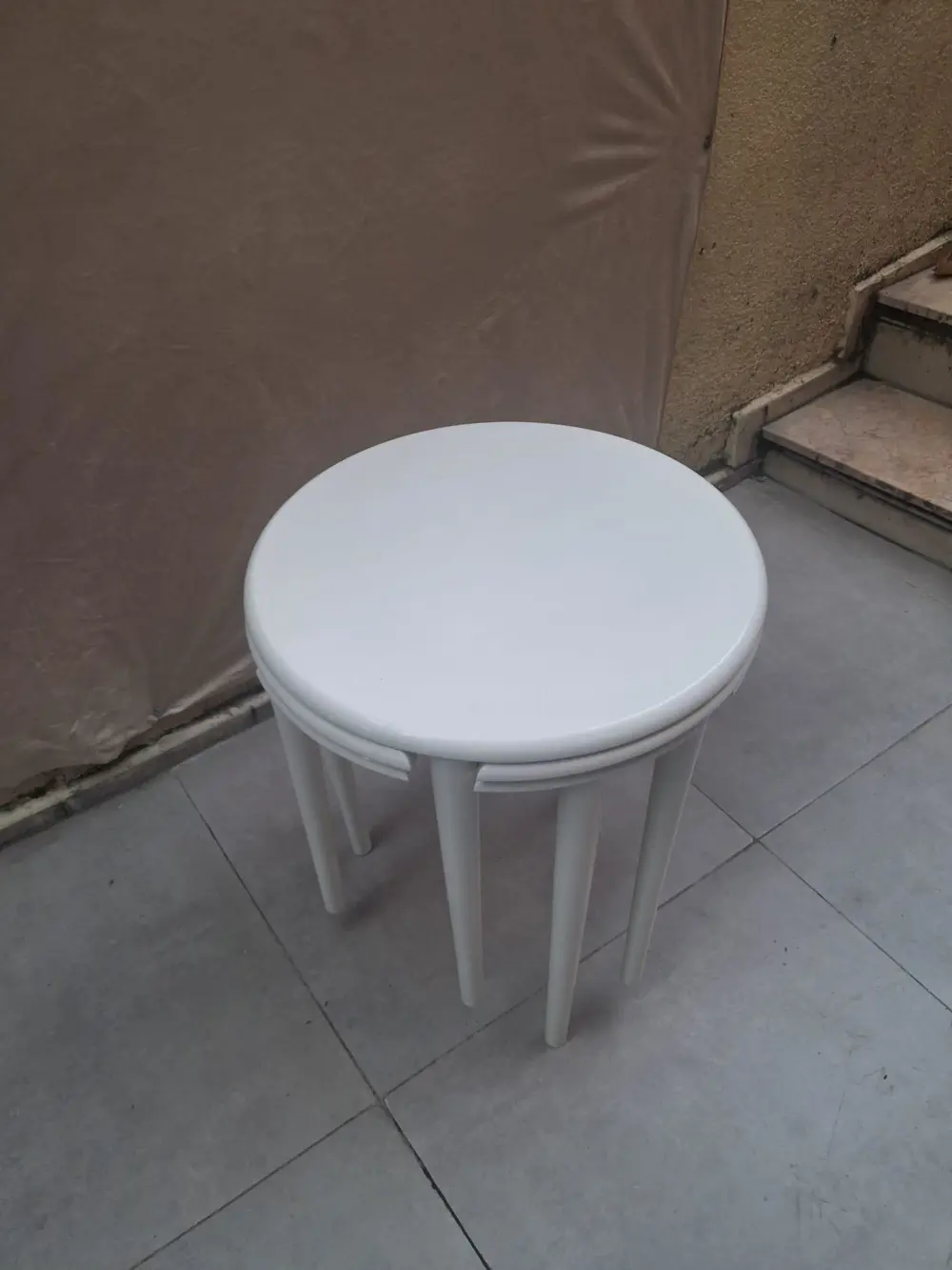 Zigon Dümen Sehpa 90607 Yuvarlak Model Kayın Torna Parlak Beyaz B