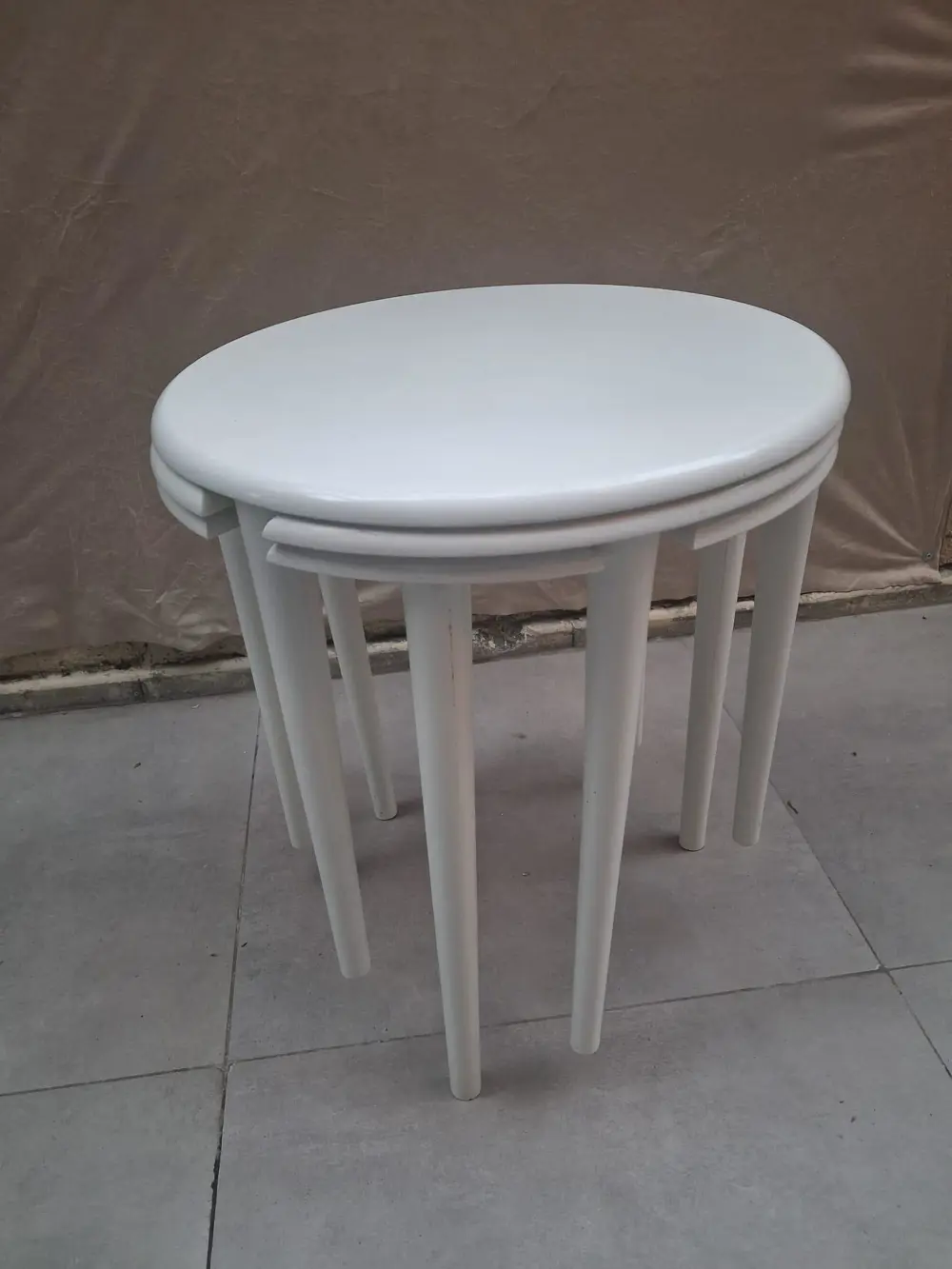 Zigon Dümen Sehpa 90607 Yuvarlak Model Kayın Torna Parlak Beyaz B