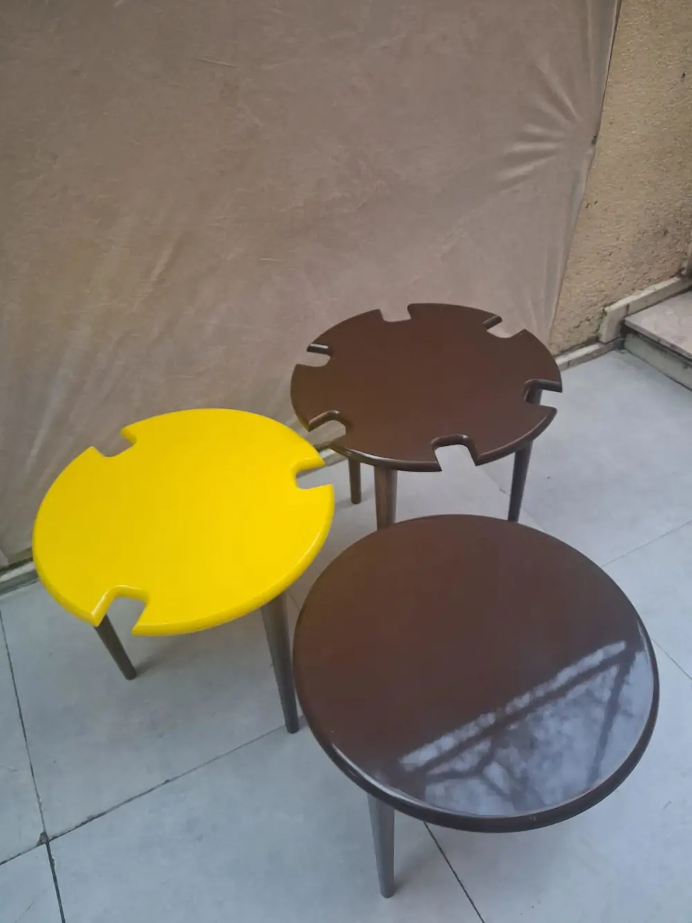 Zigon Dümen Sehpa 90610 Yuvarlak Model Kayın Torna Parlak Sarı  C