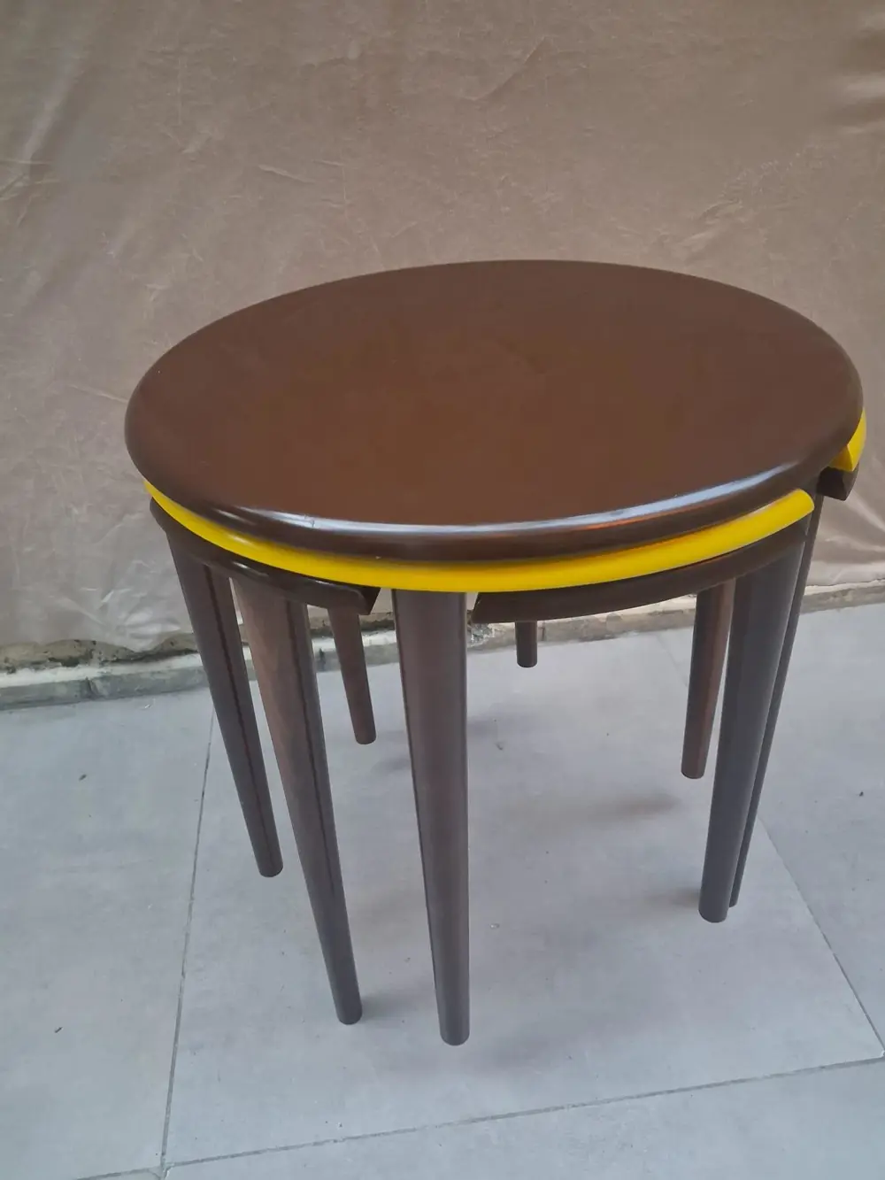 Zigon Dümen Sehpa 90610 Yuvarlak Model Kayın Torna Parlak Sarı  C