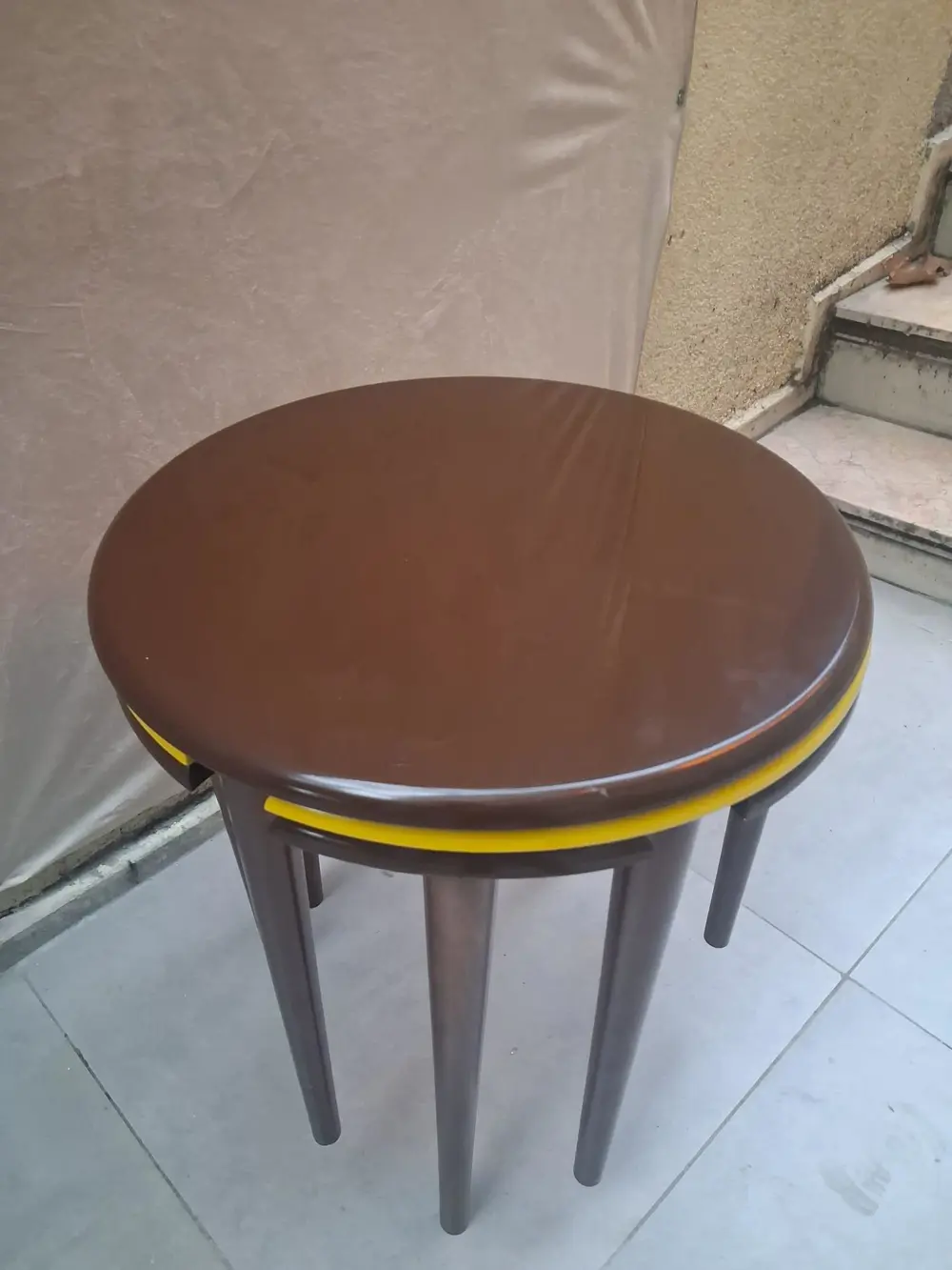 Zigon Dümen Sehpa 90610 Yuvarlak Model Kayın Torna Parlak Sarı  C