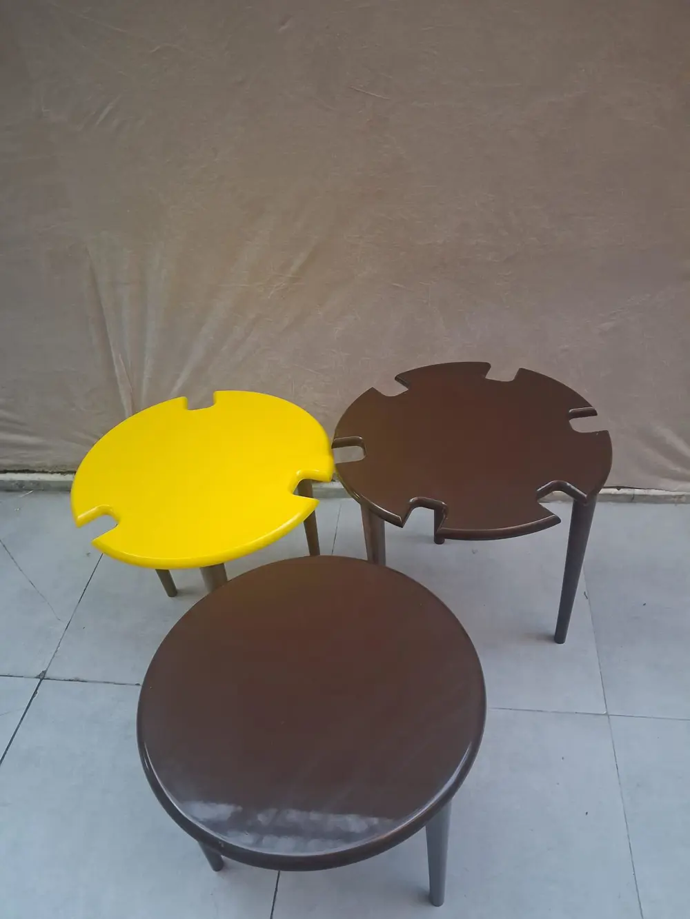 Zigon Dümen Sehpa 90610 Yuvarlak Model Kayın Torna Parlak Sarı  C