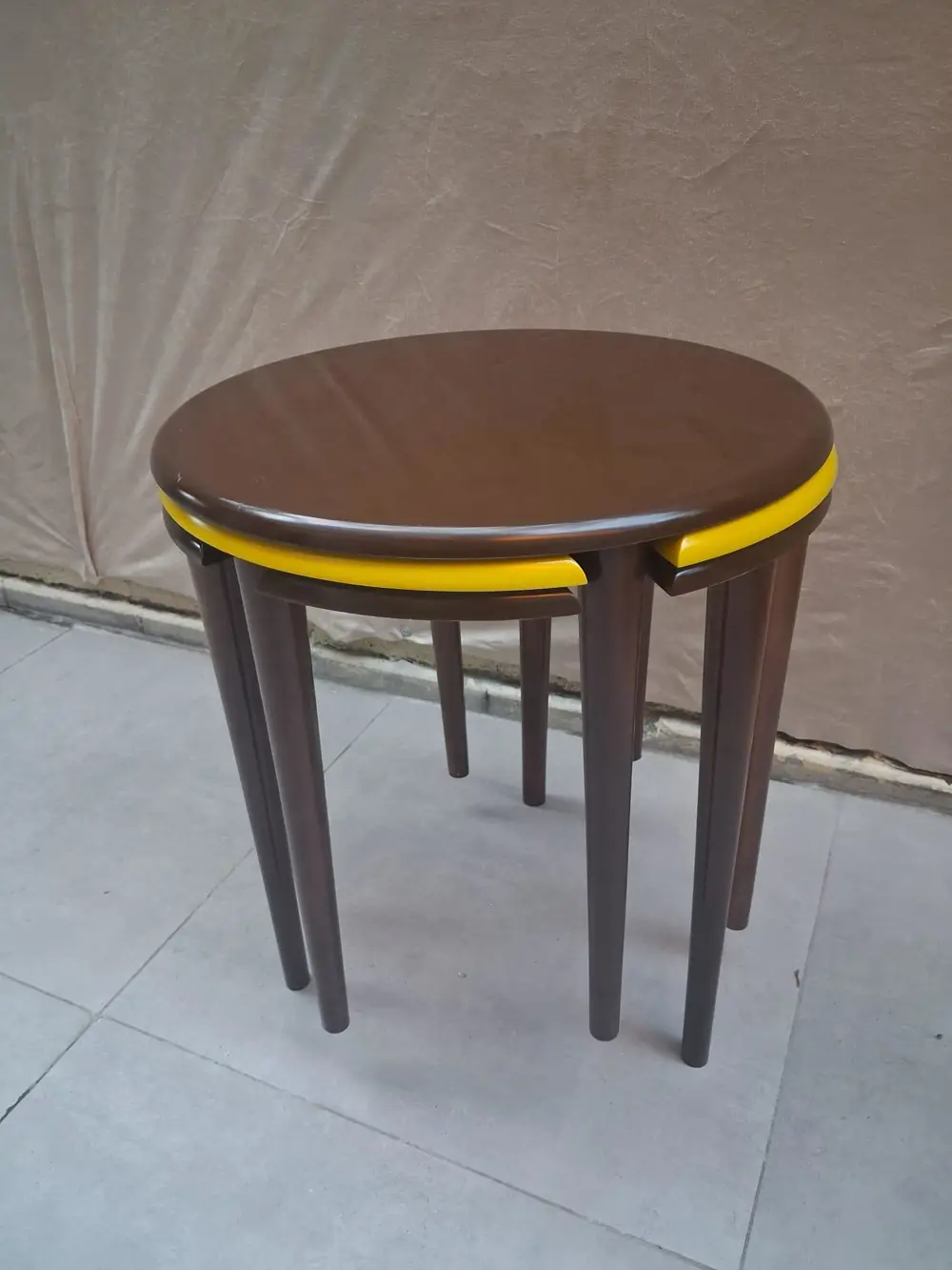 Zigon Dümen Sehpa 90610 Yuvarlak Model Kayın Torna Parlak Sarı  C