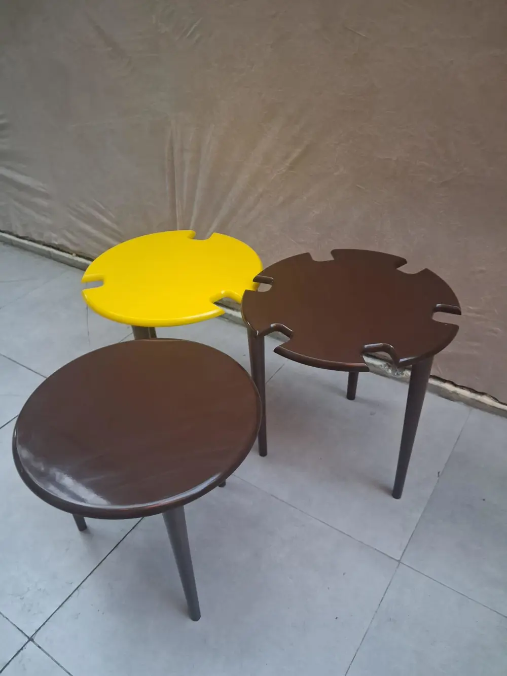 Zigon Dümen Sehpa 90610 Yuvarlak Model Kayın Torna Parlak Sarı  C
