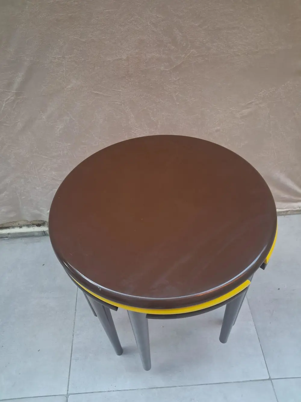 Zigon Dümen Sehpa 90610 Yuvarlak Model Kayın Torna Parlak Sarı  C