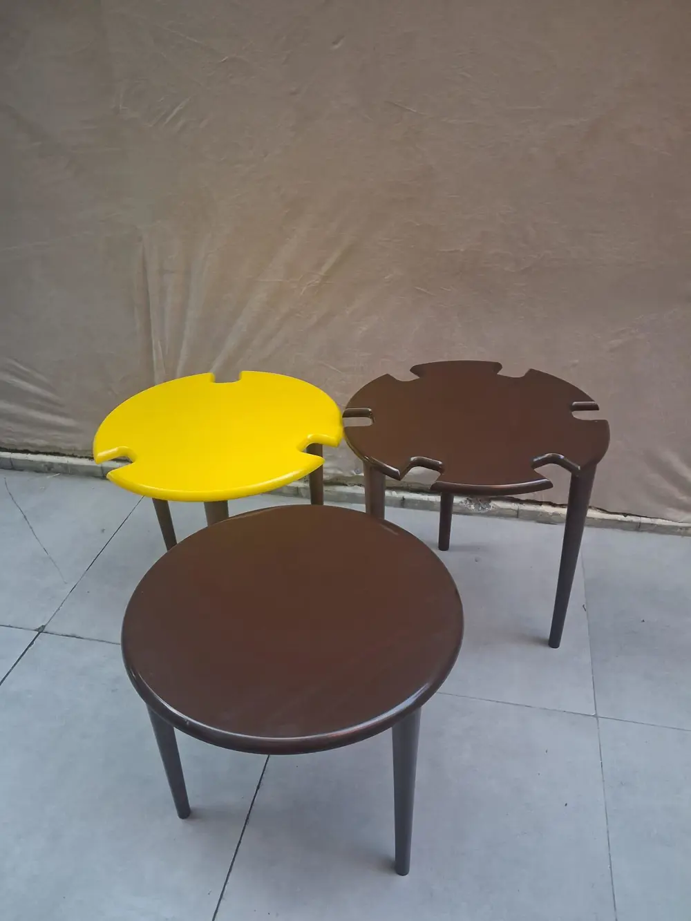 Zigon Dümen Sehpa 90610 Yuvarlak Model Kayın Torna Parlak Sarı  C