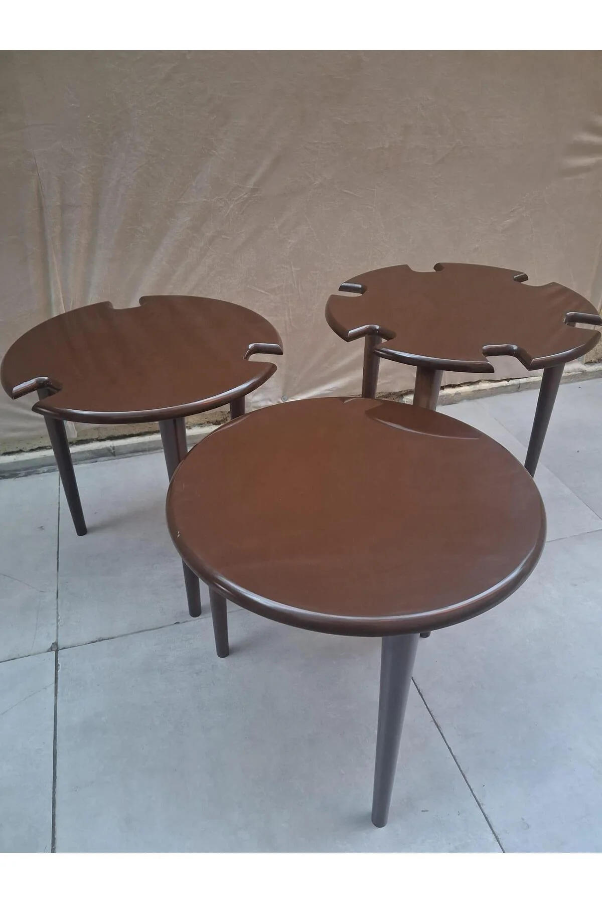 Zigon Dümen Sehpa 90608 Yuvarlak Model Kayın Torna Parlak Ceviz Boya El Yapım Zigon Dümen Sehpa 90608 Yuvarlak Model Kayın Torna Parlak Ceviz Boya El Yapım - Görsel 3