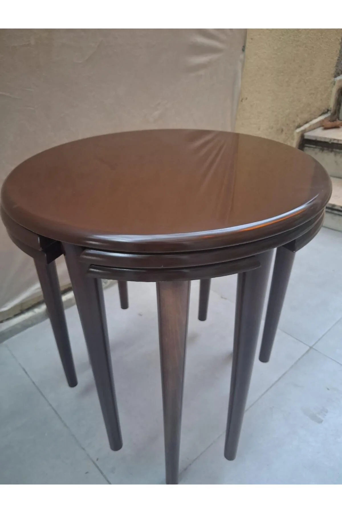 Zigon Dümen Sehpa 90608 Yuvarlak Model Kayın Torna Parlak Ceviz Boya El Yapım Zigon Dümen Sehpa 90608 Yuvarlak Model Kayın Torna Parlak Ceviz Boya El Yapım - Görsel 8