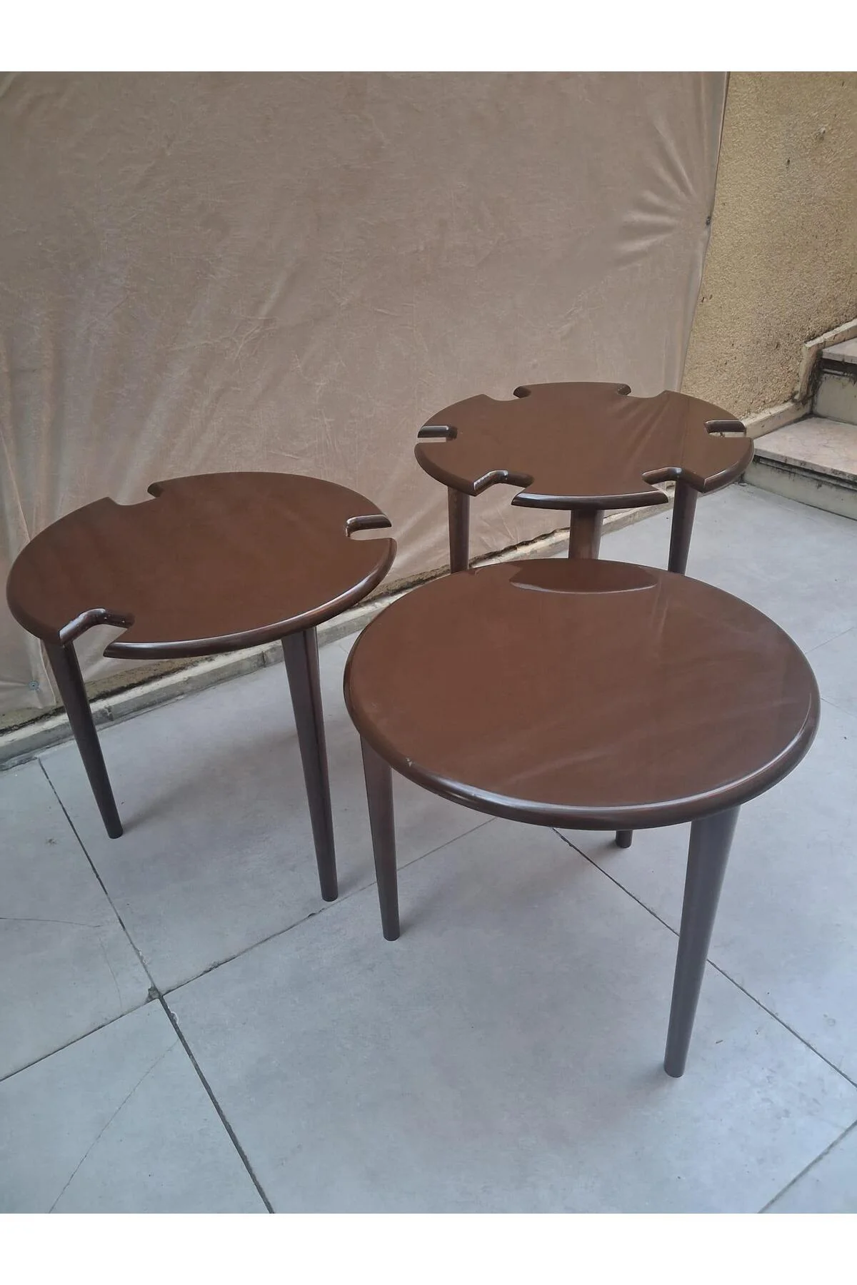 Zigon Dümen Sehpa 90608 Yuvarlak Model Kayın Torna Parlak Ceviz Boya El Yapım Zigon Dümen Sehpa 90608 Yuvarlak Model Kayın Torna Parlak Ceviz Boya El Yapım - Görsel 5