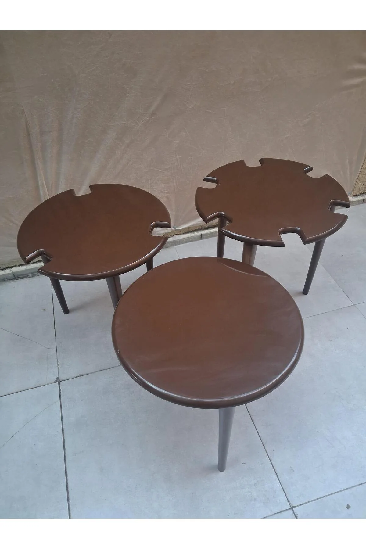 Zigon Dümen Sehpa 90608 Yuvarlak Model Kayın Torna Parlak Ceviz Boya El Yapım Zigon Dümen Sehpa 90608 Yuvarlak Model Kayın Torna Parlak Ceviz Boya El Yapım - Görsel 4