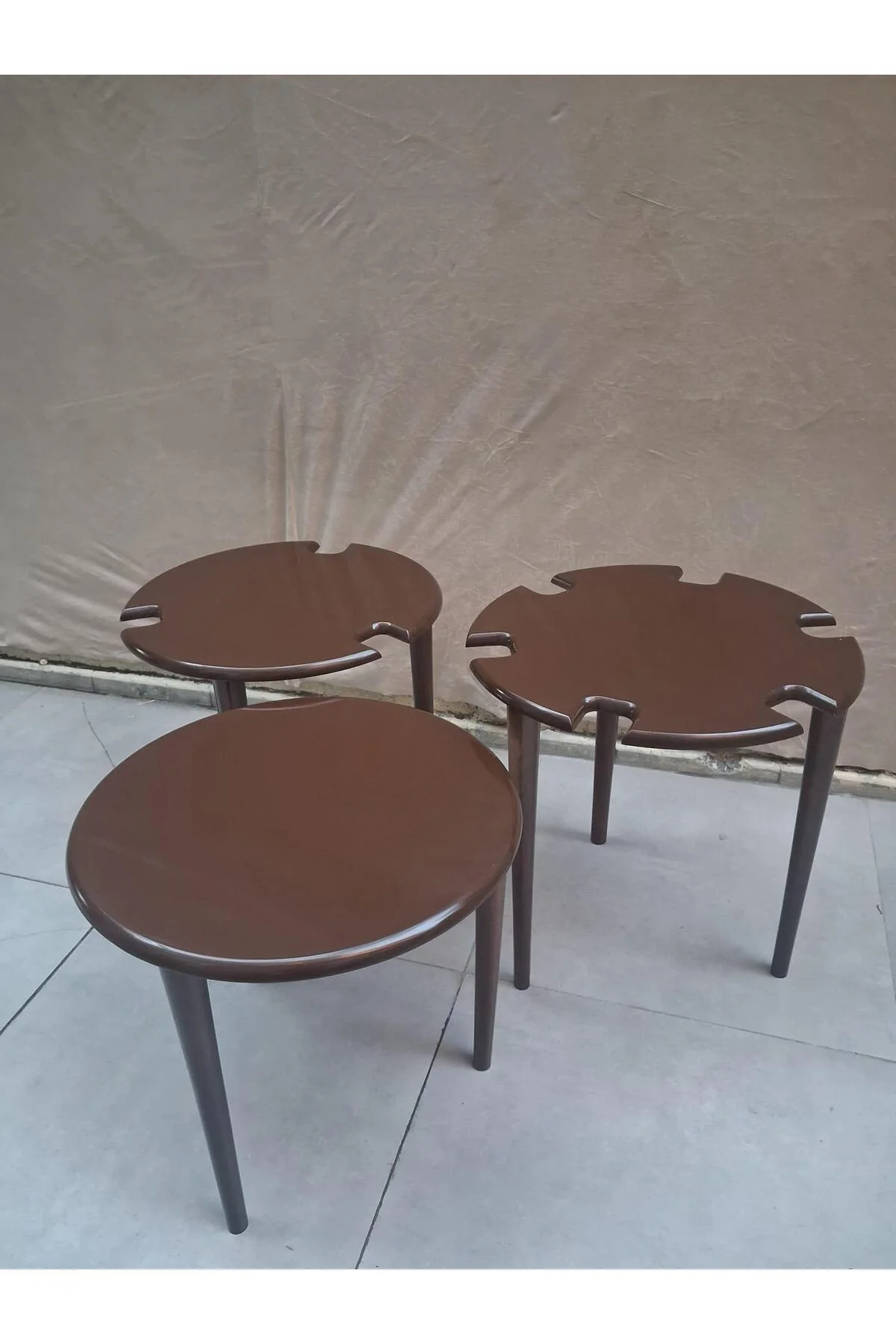 Zigon Dümen Sehpa 90608 Yuvarlak Model Kayın Torna Parlak Ceviz Boya El Yapım Zigon Dümen Sehpa 90608 Yuvarlak Model Kayın Torna Parlak Ceviz Boya El Yapım - Görsel 2