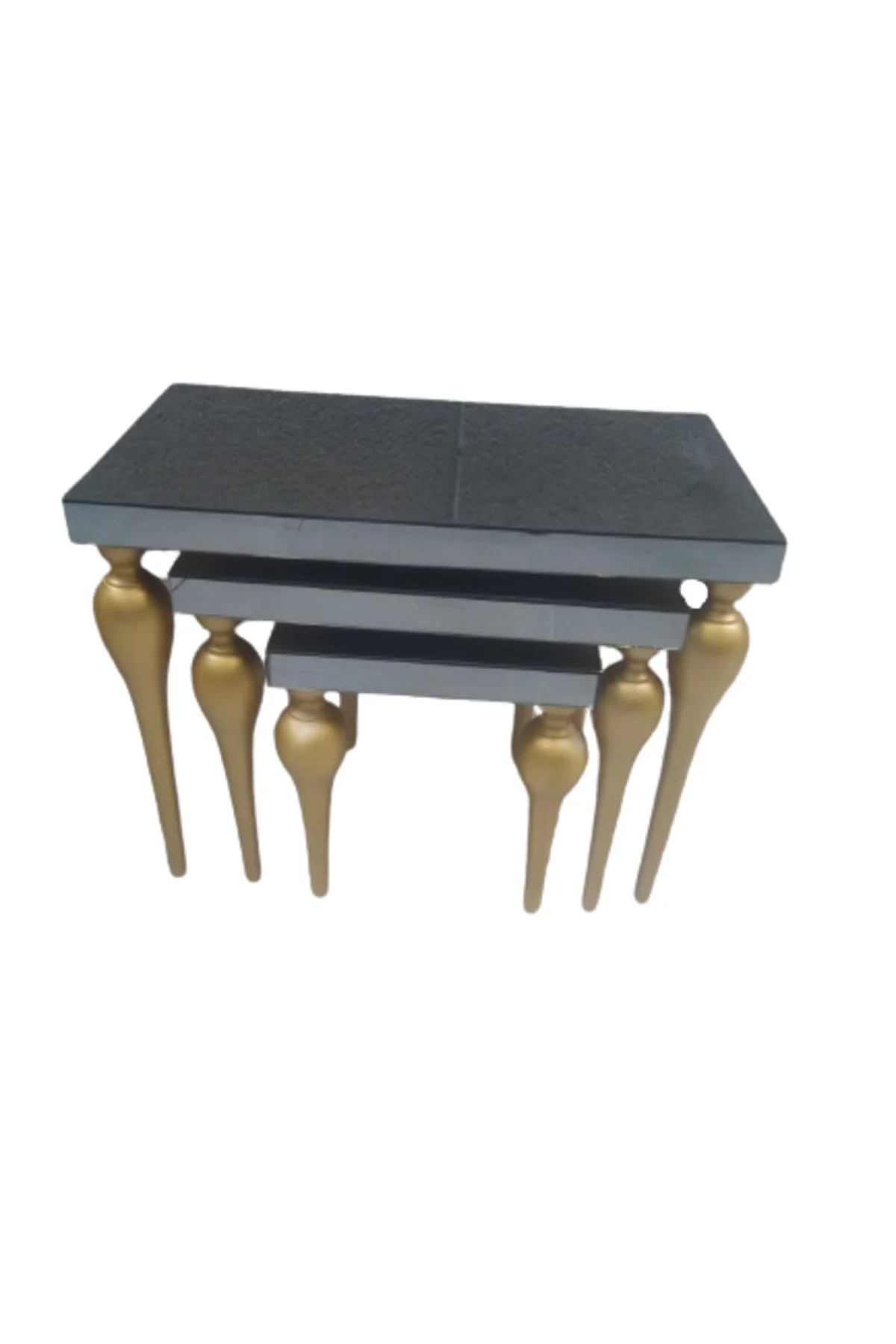 Zigon ILGZ 12386 TOMBUL Model Kayın MDF tabla gold ayak Füme cam Kaplama Elyapım - Görsel 3