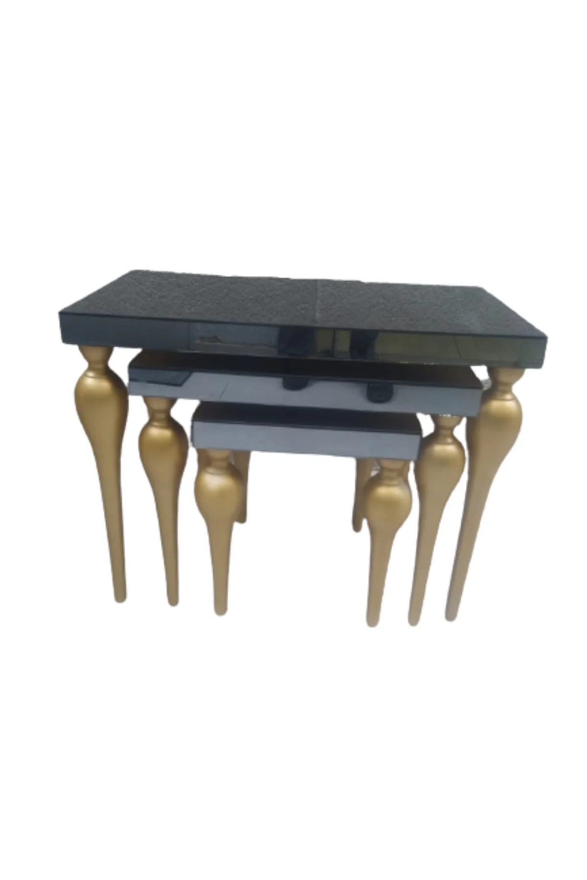 Zigon ILGZ 12386 TOMBUL Model Kayın MDF tabla gold ayak Füme cam Kaplama Elyapım - Görsel 5
