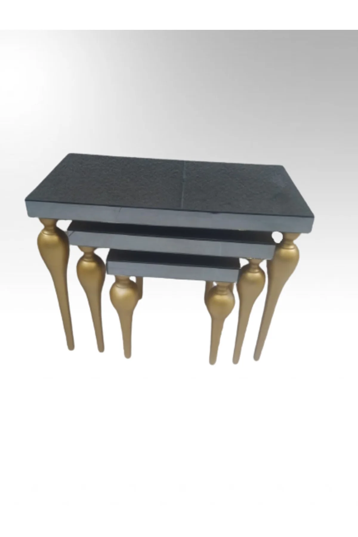 Zigon ILGZ 12386 TOMBUL Model Kayın MDF tabla gold ayak Füme cam Kaplama Elyapım - Görsel 2