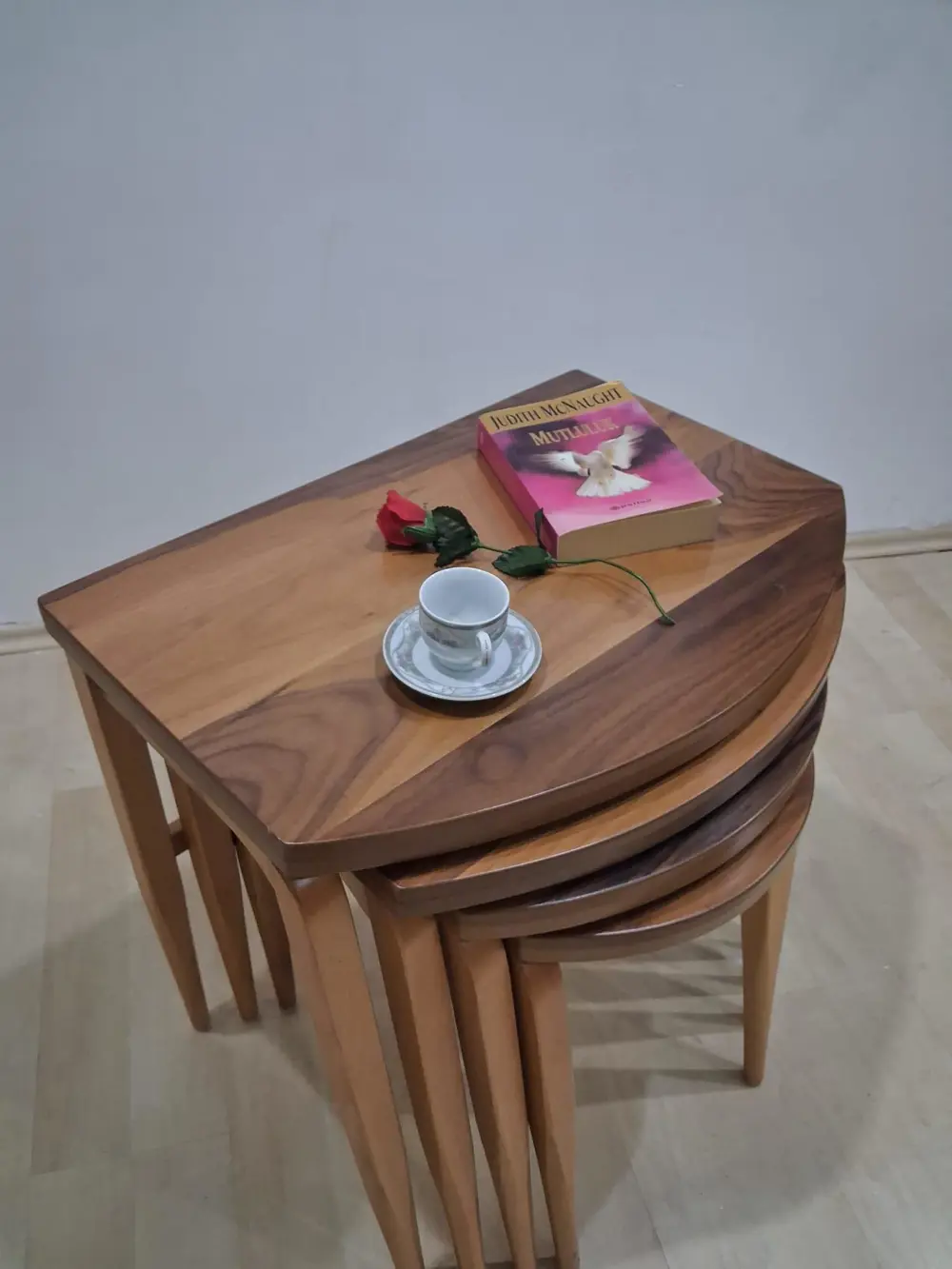 Zigon ILGZ 12454 D Model sehpa Ahşap Kayın Ayak 12454 Parlak Cevi