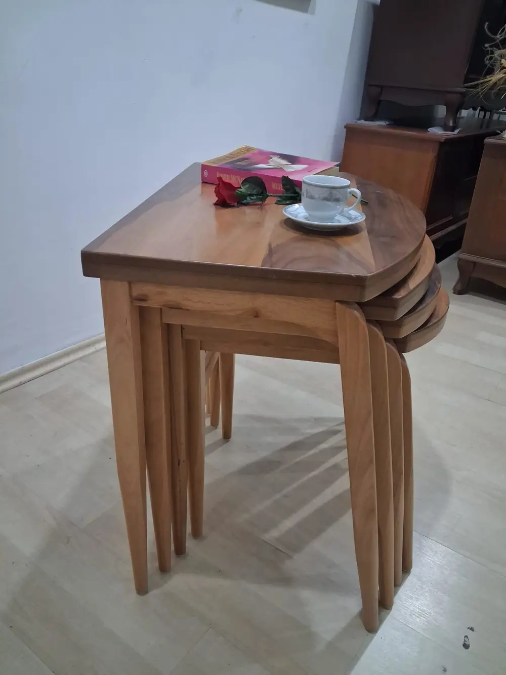 Zigon ILGZ 12454 D Model sehpa Ahşap Kayın Ayak 12454 Parlak Cevi