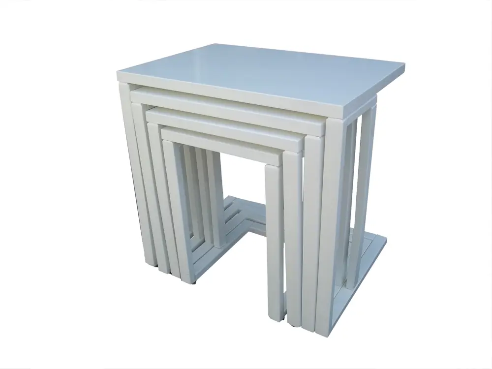 Zigon ILGZ 13676 C Sehpa Parlak Lake Krem Renk Ahşap kayın tekerl