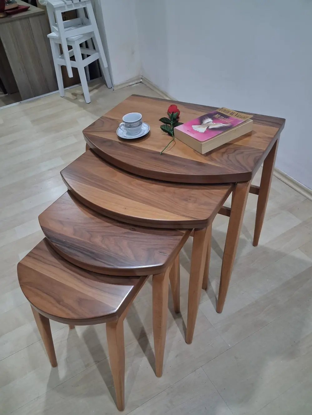 Zigon ILGZ 13822 D Model klasik sehpa Ahşap Kayın Retro Ayak Kapl