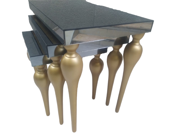 Zigon ILGZ 13874 Tombul ayak Model Kayın MDF tabla Parlak gold Fü