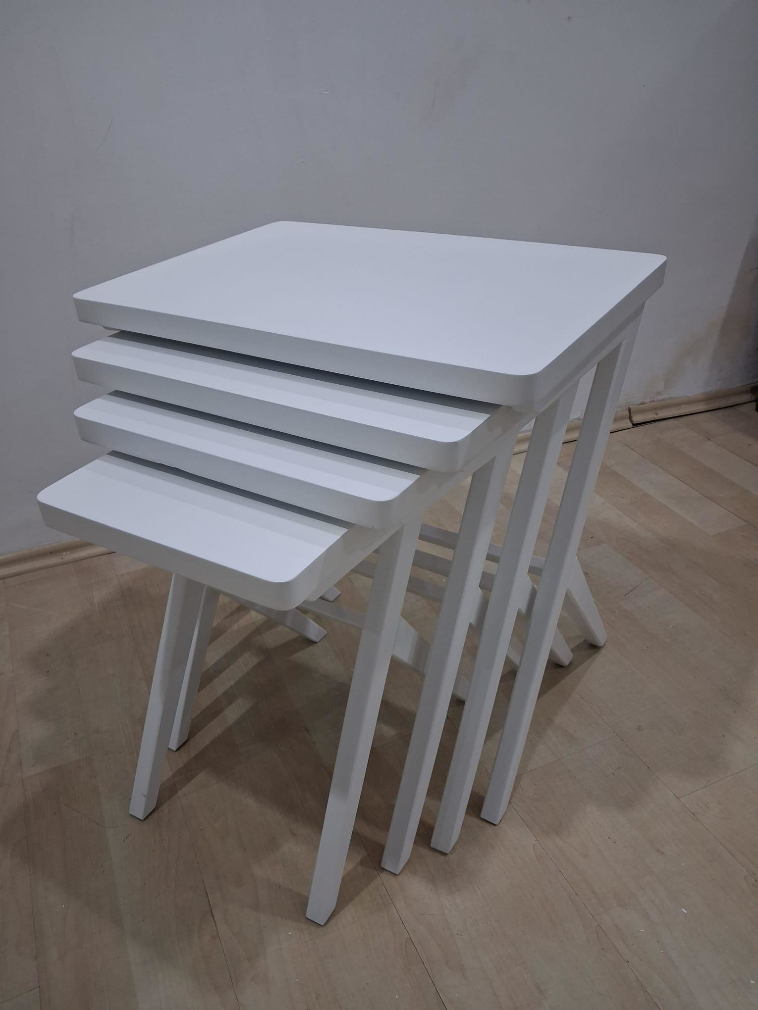 Zigon ILGZ 18509 ÇAPRAZ Model Sehpa Kayın ayak Parlak Beyaz Lake 