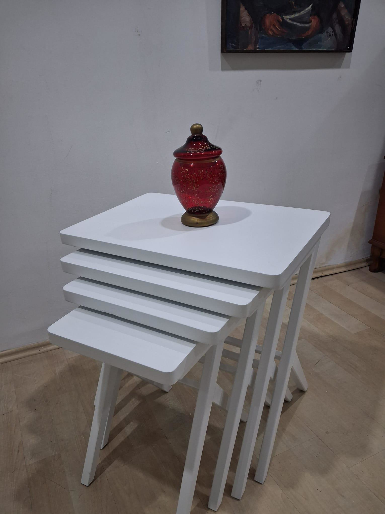 Zigon ILGZ 18509 ÇAPRAZ Model Sehpa Kayın ayak Parlak Beyaz Lake 