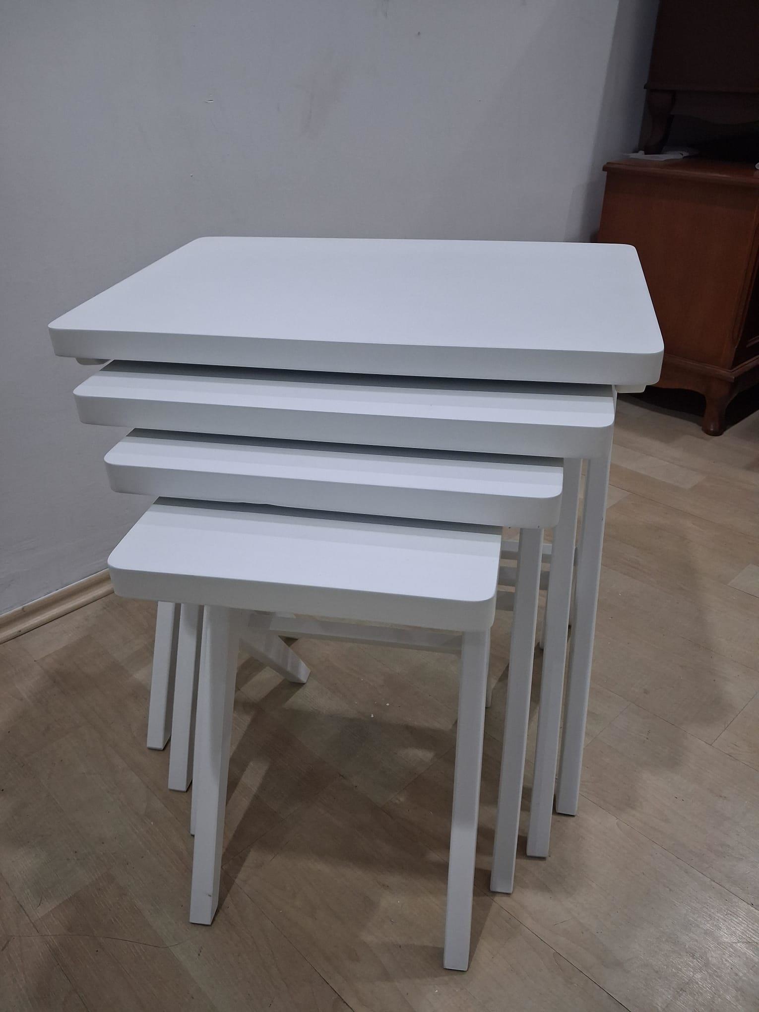 Zigon ILGZ 18509 ÇAPRAZ Model Sehpa Kayın ayak Parlak Beyaz Lake 