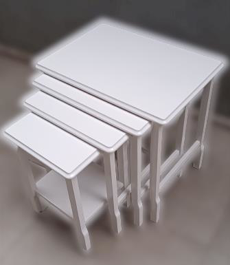Zigon ILGZ 90014 Sehpa Kayın Ahşap Klasik Model Parlak Beyaz Lake