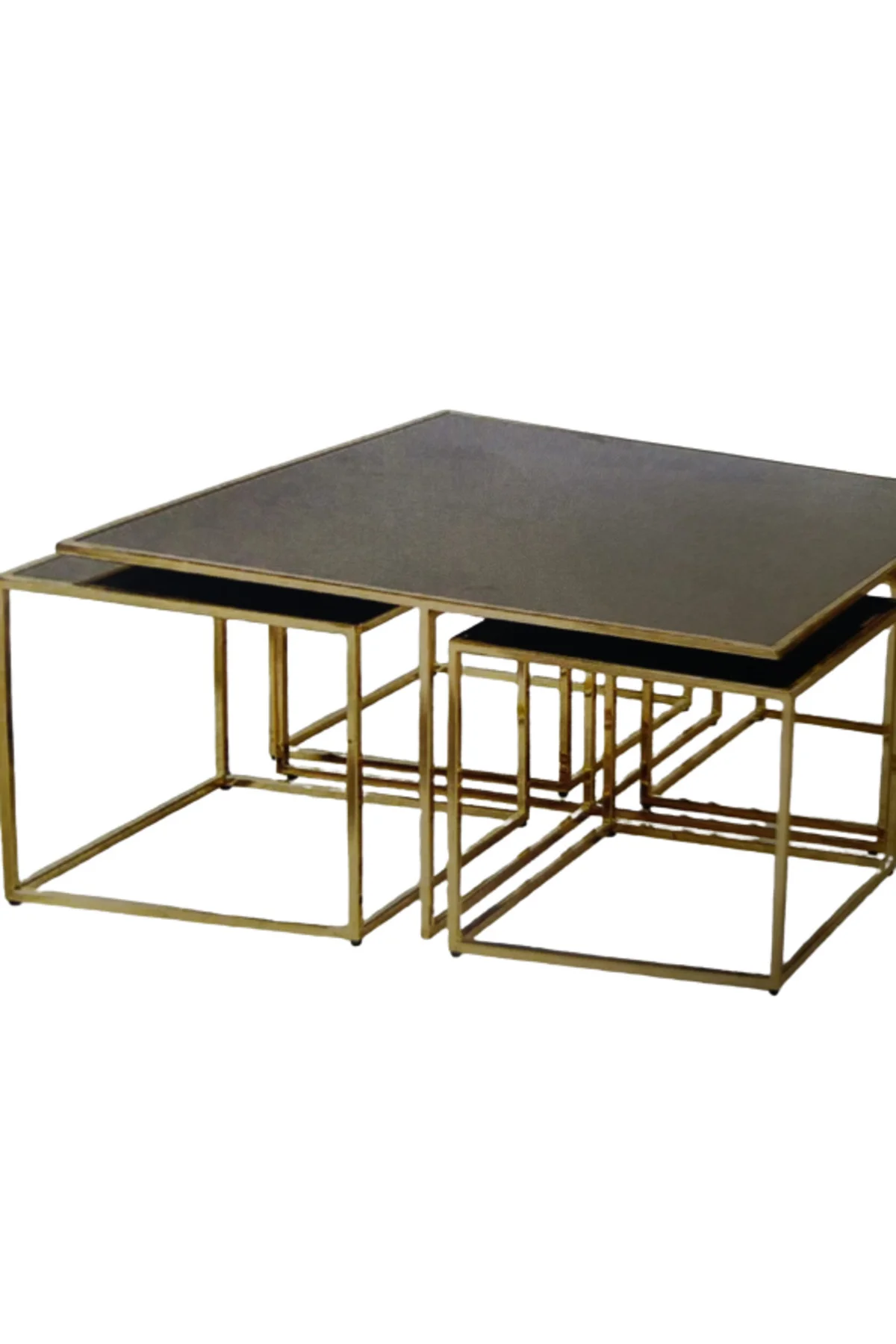 Zigon-Orta 19332 sehpa kare Ogem Model takım Metal gold kaplama Temper füme cam Zigon-Orta 19332 sehpa kare Ogem Model takım Metal gold kaplama Temper füme cam