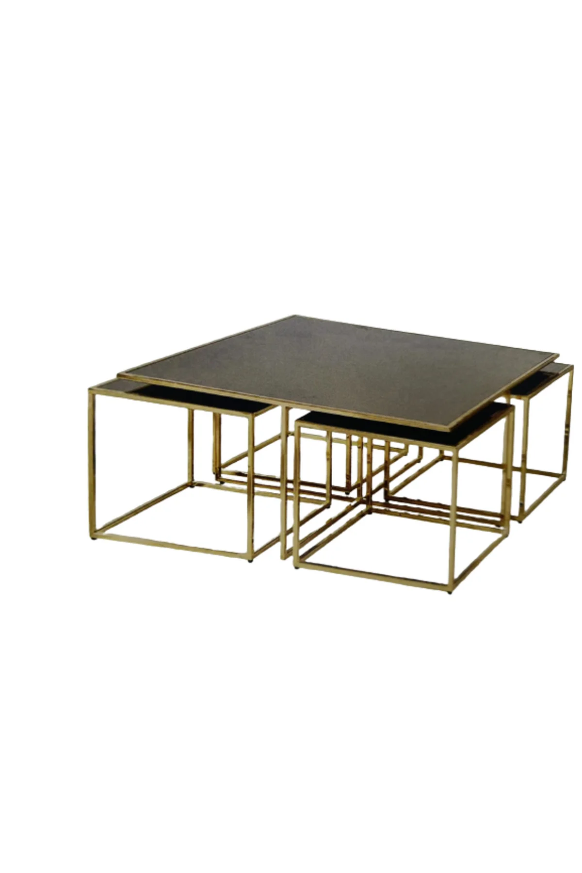 Zigon-Orta 19332 sehpa kare Ogem Model takım Metal gold kaplama Temper füme cam Zigon-Orta 19332 sehpa kare Ogem Model takım Metal gold kaplama Temper füme cam - Görsel 3